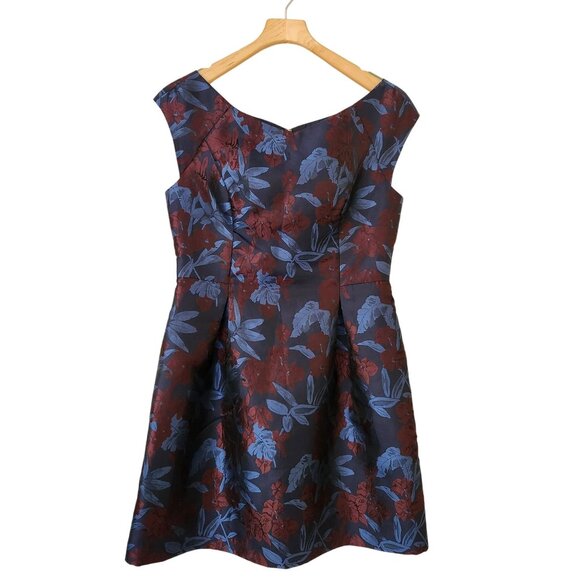 Tommy Hilfiger Dresses & Skirts - Tommy Hilfiger Jaquard Floral Cocktail Dress Blue Burgundy Sleeveless Party
